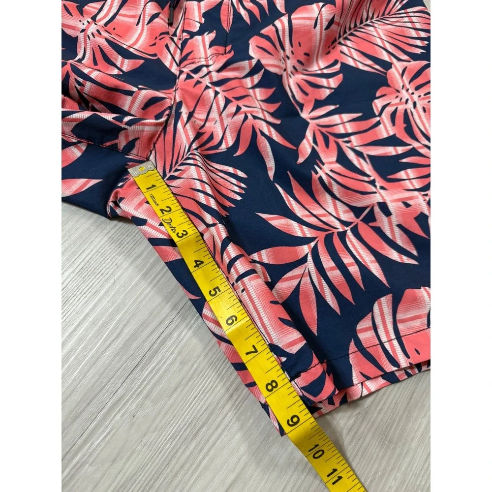 Tommy Bahama Mens 36 Board Shorts Tropical Palm Print Navy Coral Swim Trunks